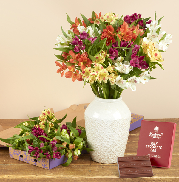 Alstroemeria Letterbox with Luxury Chocolate Bar