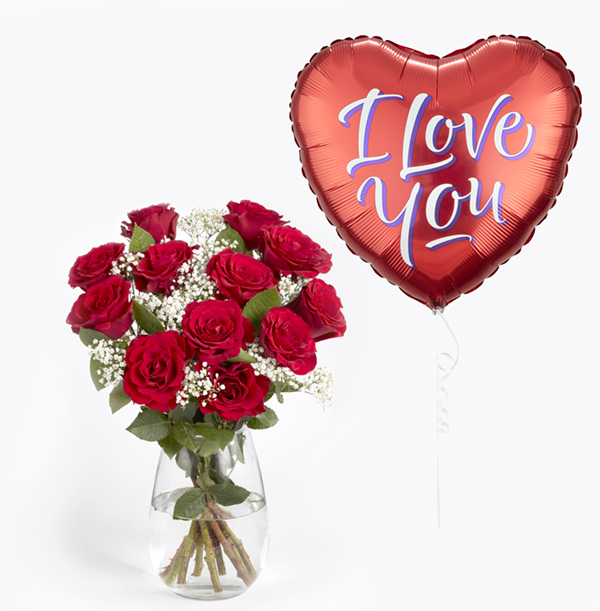 I Love You Flowers & Balloons Gift Set