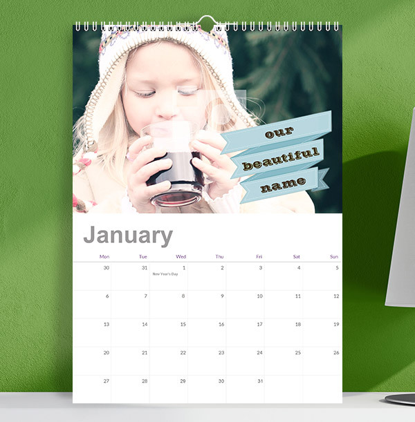 Full Photo Calendar With Personalised Banner Text