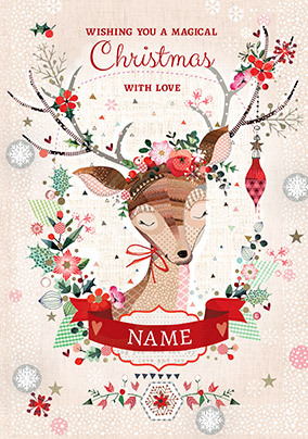 Modern Deer Daughter Christmas Card