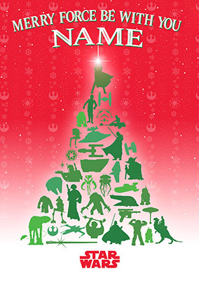 Star Wars Character Christmas Tree Personalised Card
