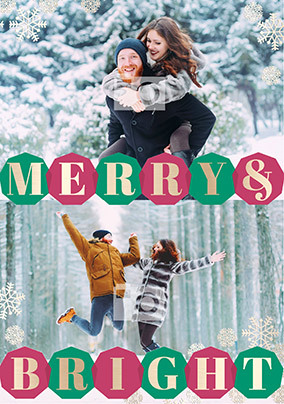 Merry and Bright Double Photo Christmas Card