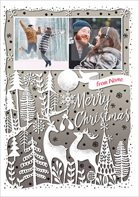 Reindeer and Mistletoe Photo Christmas Card