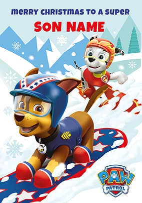 Paw Patrol Son Personalised Christmas Card