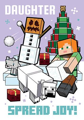 Minecraft - Daughter Personalised Christmas Card