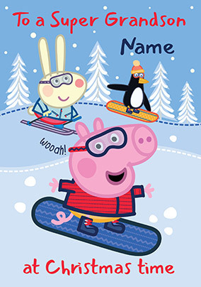 Peppa Pig - Grandson Personalised Christmas Card