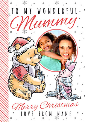 Wonderful Mummy Pooh & Piglet Christmas Photo Card