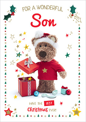 Barley Bear - Wonderful Son Personalised Christmas Card