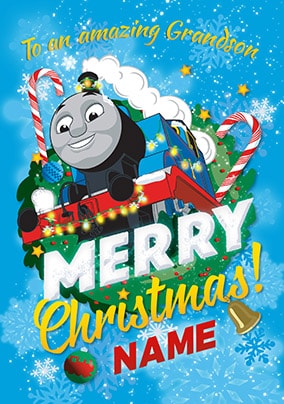 Amazing Grandson Thomas The Tank Engine Personalised Christmas Card