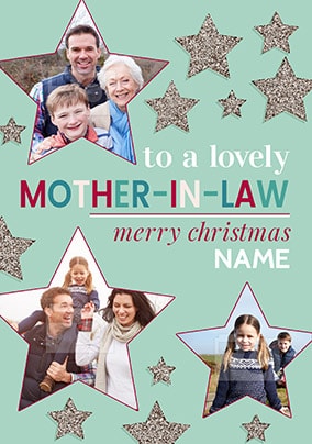 Lovely Mother-In-Law Christmas Photo Stars Card