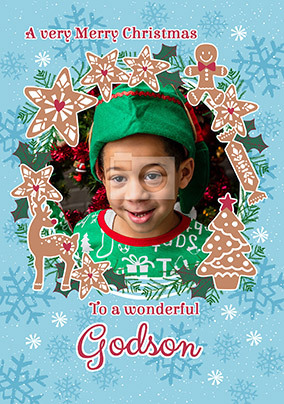 Wonderful Godson at Christmas Photo Card