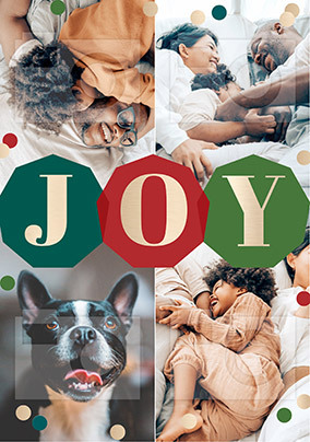 Joy 4 Photo personalised Christmas Card