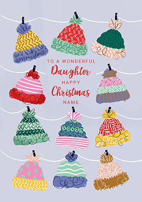 Daughter Christmas Hats Personalised Christmas Card