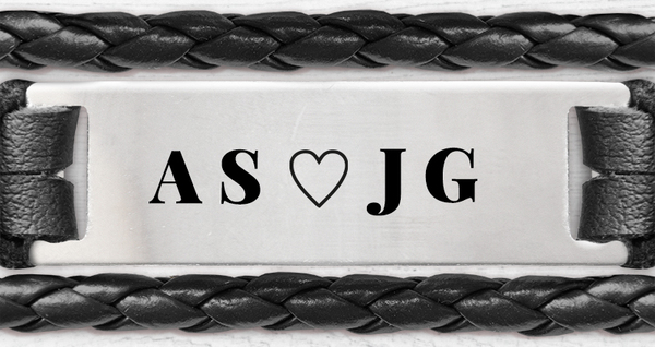 Couples Initials Valentines Personalised Mens Bracelet