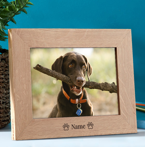 Paw Print Personalised Wooden Photo Frame - Landscape