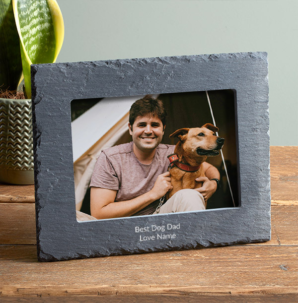 Best Dog Dad Personalised Slate Photo Frame - Landscape