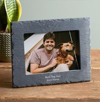 Tap to view Best Dog Dad Personalised Slate Photo Frame - Landscape