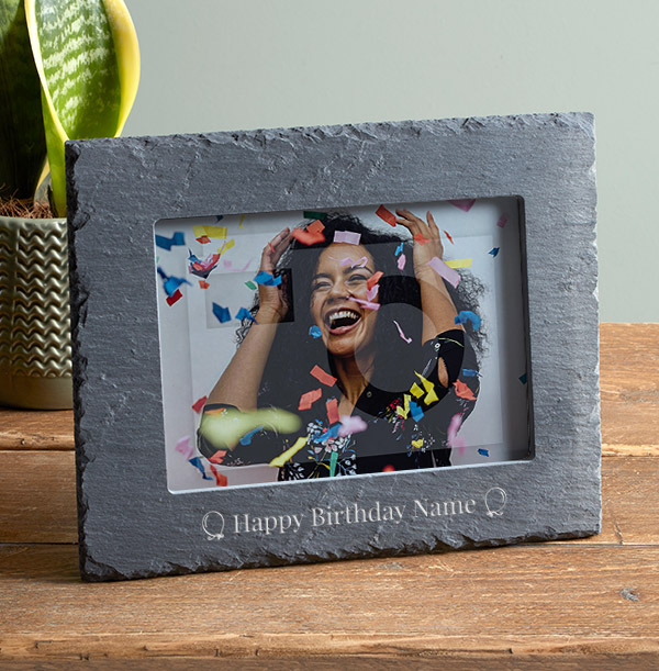 Birthday Personalised Slate Photo Frame - Landscape