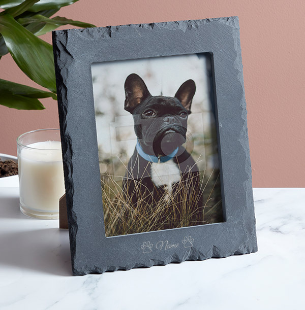 Pet Personalised Slate Photo Frame - Portrait
