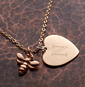 Initial Bee Charm Heart Bracelet - Personalised