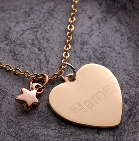 Personalised Name Star Charm Heart Bracelet