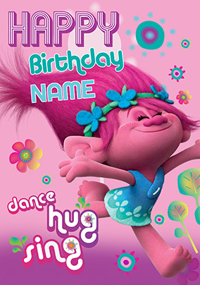 Trolls Dance, Hug and Sing Birthday Card