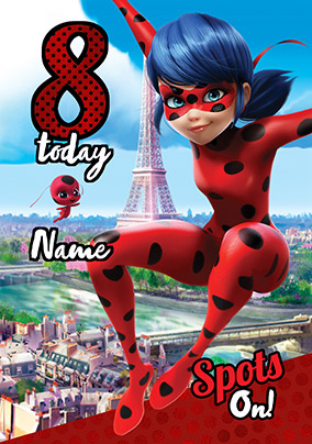 Miraculous Ladybug - 8 Today Personalised Card 