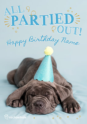 Dog all partied out Birthday Card | Funky Pigeon