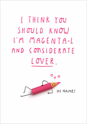 Magenta-l and Considerate Personalised Card