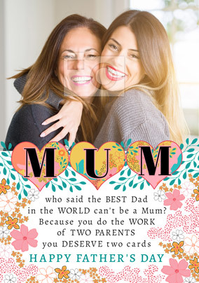 Happy Father's Day Mum Photo Card | Funky Pigeon