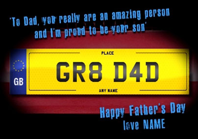 Number Plates - Gr8 Dad | Funky Pigeon