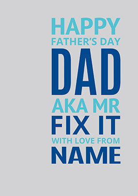 Dad AKA Mr Fix It Personalised Father's Day Card