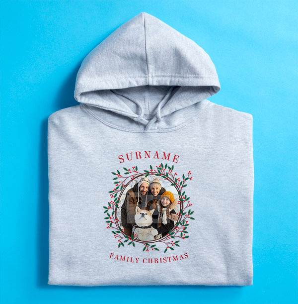 Family Christmas Photo Upload Personalised Hoodie