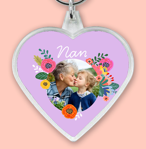 Nan Photo Upload Heart Keyring