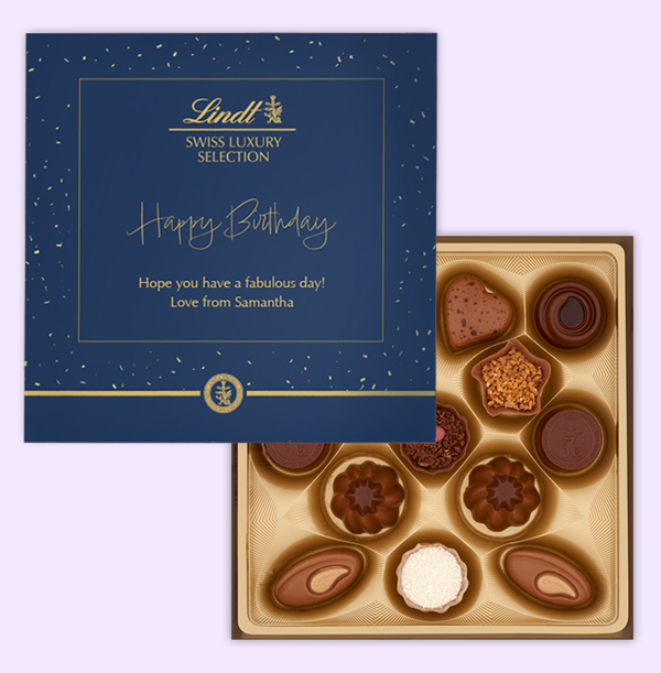 Personalised Happy Birthday Lindt Chocolate Box 143g