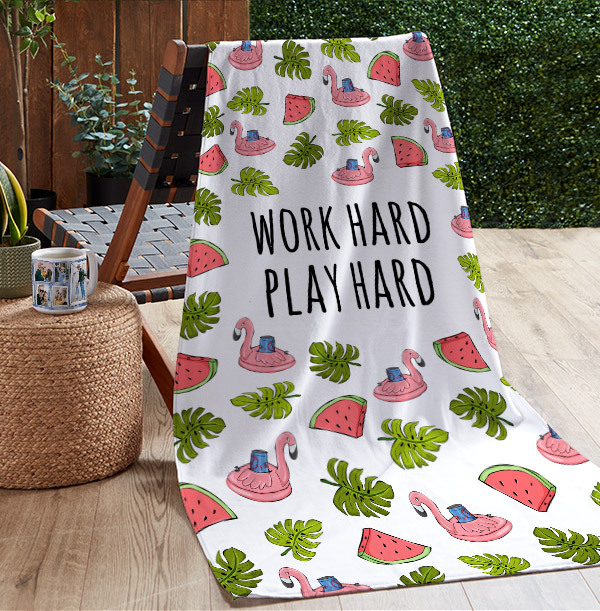 Work Hard, Play Hard Personalised Towel