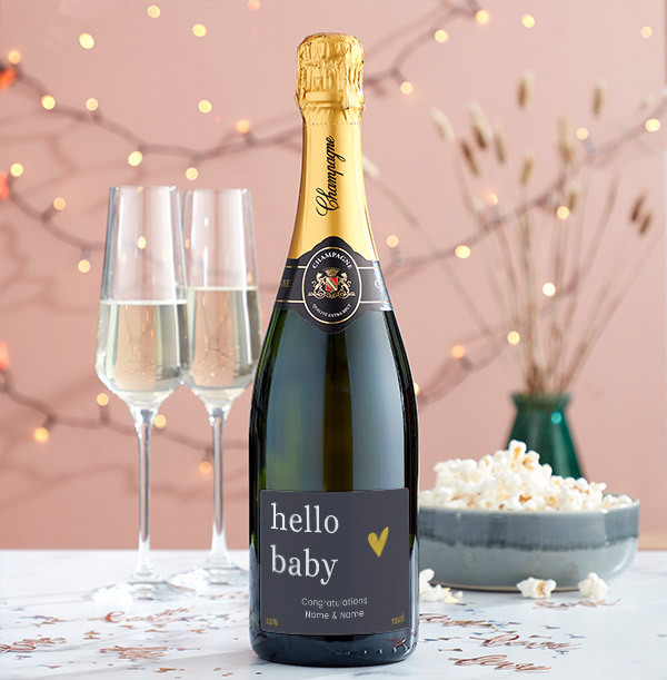 Hello Baby Personalised Champagne