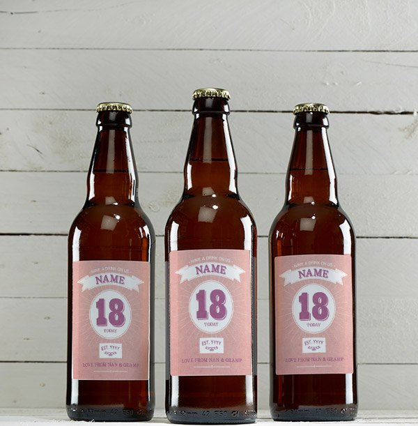 18 Today Pink Personalised Beer - Multi Pack