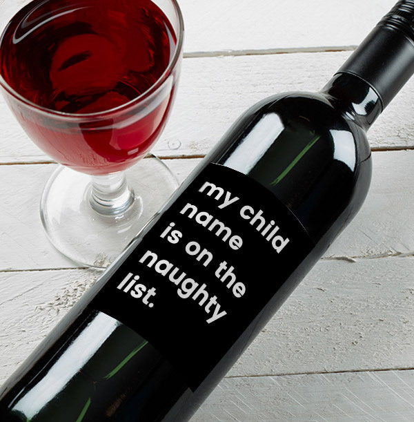 Christmas Naughty List Personalised Red Wine