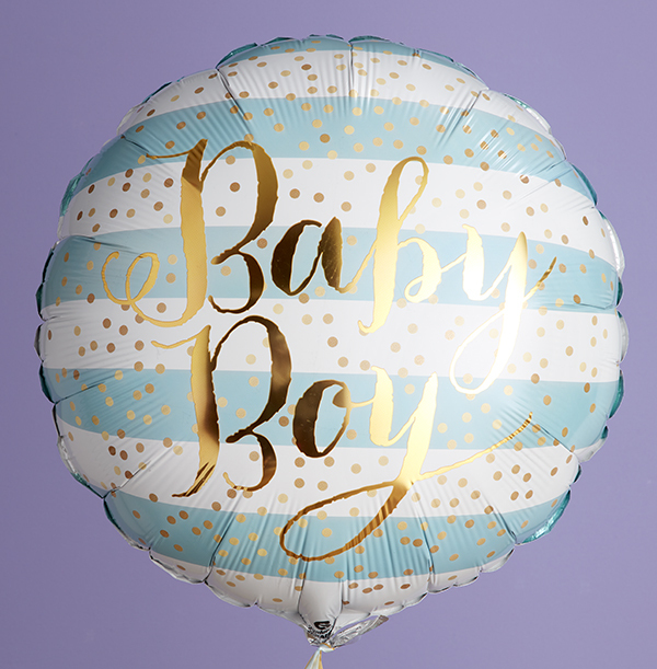 Baby Boy Gold Script Balloon