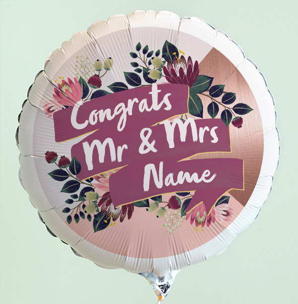 Congrats Mr & Mrs Personalised Balloon