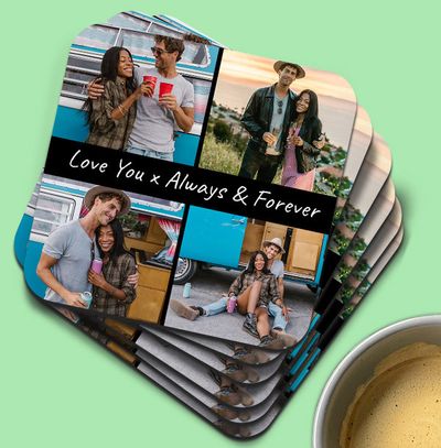 Couple Photo Collage Coaster