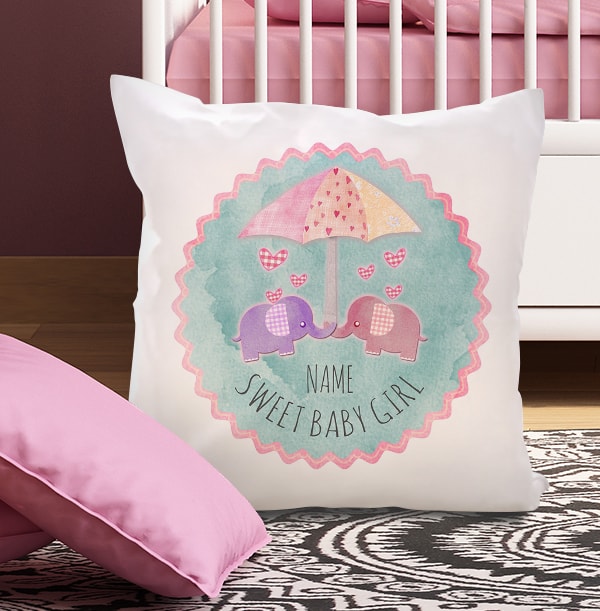 Personalised baby girl cushion best sale