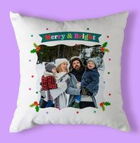 Tap to view Christmas Merry & Bright Family Photo Cushion
