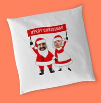 Tap to view Mr & Mrs Claus Photo Faces Cushion