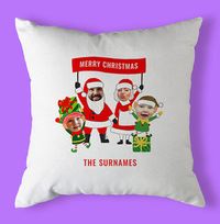 Tap to view Merry Christmas Family Faces Photo Cushion