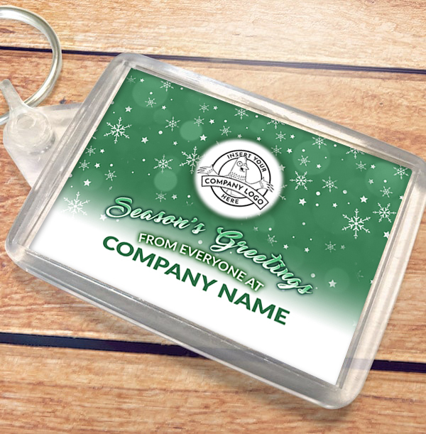 Company Christmas Logo Keyring - Green