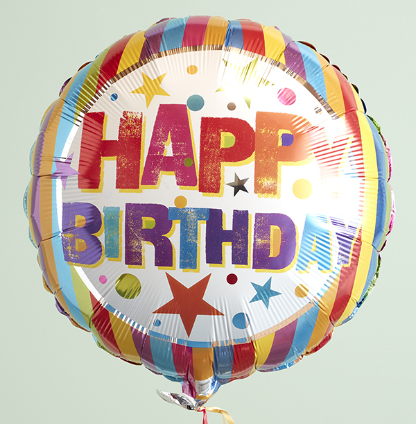 Happy Birthday Multi Colour Stripes & Stars Balloon