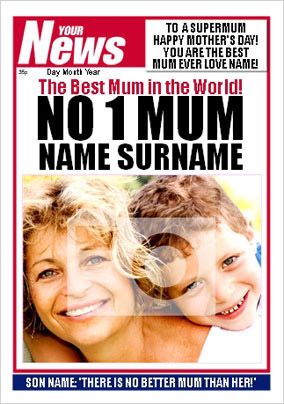 Spoof Newpaper Mother's Day - No1 Mum