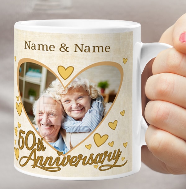 50th Wedding Anniversary Personalised Photo Mug